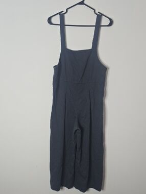 Vintage Navy Wide-Leg Jumpsuit with Square Neck